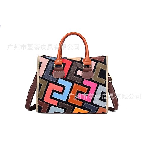 

Damen Handtasche Umhängetasche Schultertasche Boston-Tasche Leder Einkauf Täglich Festtage Reißverschluss Hohe Kapazität Wasserdicht Langlebig Geometrisch Farbblock Patchwork Regenbogen
