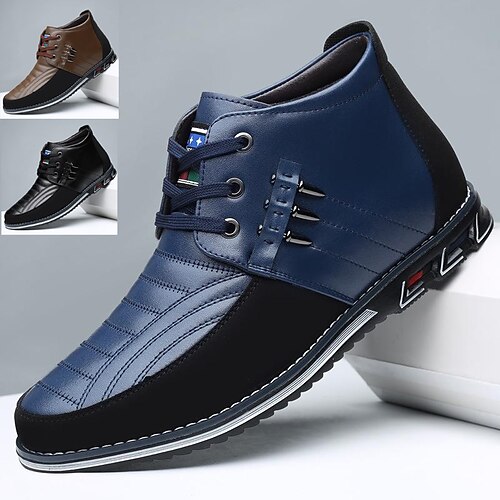 

Homens Botas Sapatos Confortáveis Tamanhos Grandes Botas casuais Negócio Casual Formais Ao ar livre Diário Caminhada Microfibra Respirável Confortável Antiderrapante veludo marrom Veludo Azul Veludo