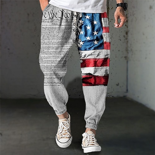 

Herren Jogginghose Trainingshose Jogginghose Jogger Hose Hosen Kordelzug Elastische Taille 3D-Druck Grafik-Drucke Amerikanische Flagge Komfort Sports Outdoor Casual Täglich Strassenmode Designer Blau