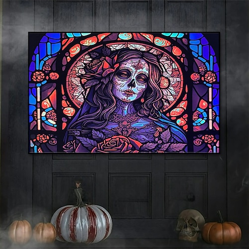 

Halloween mur art toile sorcière imprime et affiches photos tissu décoratif peinture pour salon photos pas de cadre