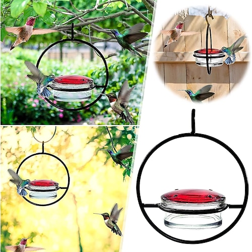 

Comedero circular para colibríes colgante, comedero para colibríes colgante al aire libre a prueba de hormigas y abejas, alimento para colibríes para jardín exterior, patio y terraza