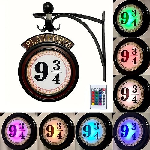 

1pc plataforma 9 3/4 luz de noche led con control remoto - decoración del hogar de película vintage