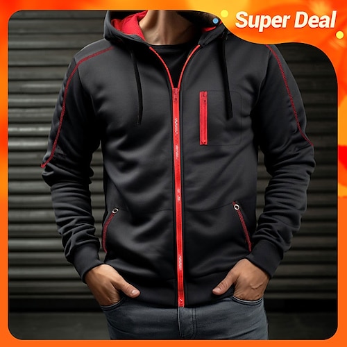 

Per uomo Felpa con cappuccio a zip intera Giacca di pelle Nero Bianco Verde militare Rosso Blu marino Con cappuccio Color Block Collage Sportivo Giornaliero Sport Streetwear Fantastico Informale