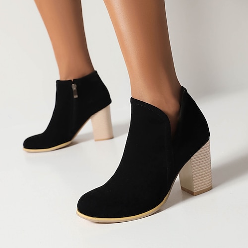 

Mulheres Botas Coturnos Botas de salto Botins Botins Escritório Diário Inverno Salto Alto Salto Robusto Vintage Casual Minimalismo Couro Sintético Côr Sólida Preto Marron