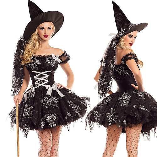 

Bruja Vestidos Traje de cosplay Sombreros Ropa de Fiesta Adulto Mujer Cosplay Víspera de Todos los Santos Disfraces fáciles de Halloween