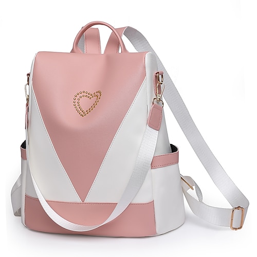 

Damen Rucksack Rucksack Schulanfang Täglich Farbblock PU-Leder Einstellbar Hohe Kapazität Langlebig Reißverschluss Schwarz Gelb Rosa