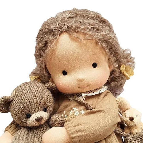 

Вальдорфская кукла с хлопковым телом, кукла-художник, мини-кукла-одевалка ручной работы, сделай сам (аксессуар медведь в комплект не входит)