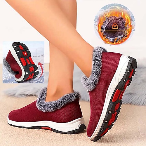 

Women's Sneakers Slip-Ons Flyknit Shoes Platform Sneakers Comfort Shoes Outdoor Work Athletic Winter Flat Heel Round Toe Casual Comfort Running Shoes Tissage Volant Loafer Solid Color Wine Black