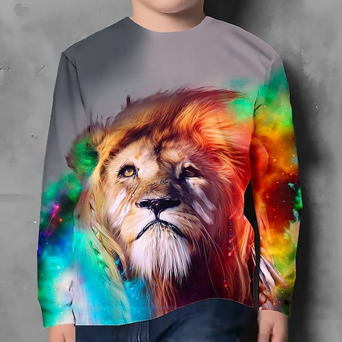 

Chico Camiseta Manga Larga Graphic Animal León Impresión 3D Deportes Moda Ropa de calle Poliéster Exterior Casual Diario Niños Cuello redondo 3-12 años Gráfico impreso en 3D Ajuste regular Camisa