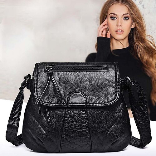 

Damen Umhängetasche Schultertasche PU-Leder Täglich Reißverschluss Hohe Kapazität Wasserdicht Atmungsaktiv Feste Farbe Schwarz Rot Hellgrau