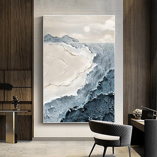 

Handmade Oil Painting Canvas Wall Art Decor Original Ocean Landscape Art Painting Abstract Floral Landscape Painting for Home Decor With Stretched Frame/Without Inner Frame Painting