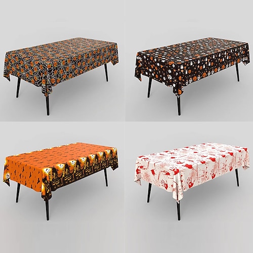 

jetable halloween nappe pe nappe citrouille squelette empreinte de main sanglante halloween fête décoration pour rectangle table pique-nique fête en plein air salle à manger décor 1 pièce