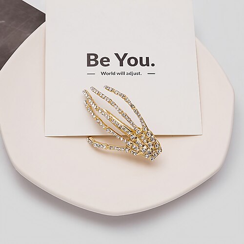 

1PC Women's Hair Clip For Halloween Party Evening Gift Daily Pave Rhinestone Alloy Silver Golden