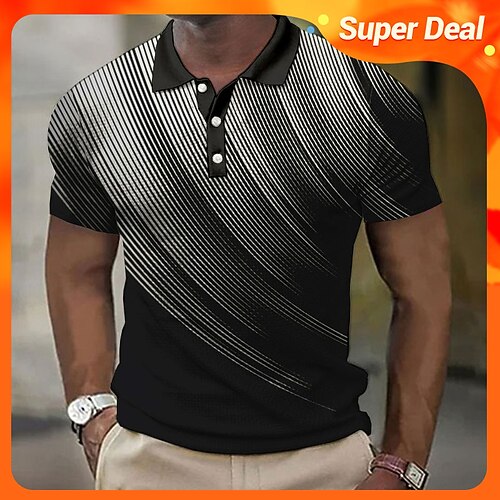 

Per uomo Polo a nido d'ape Polo con bottoni Polo con risvolto POLO Camicia da golf Golf Gradiente Stampe astratte Geometria Collo ripiegabile Nero Bianco Giallo Verde militare Rosso Esterno Strada