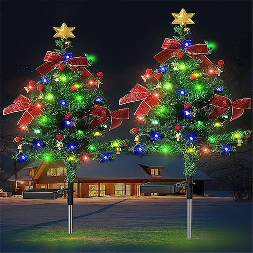 

Солнечный светильник для рождественской елки, уличный водонепроницаемый газон, светильник для дерева, украшение для сада, двора, торшер