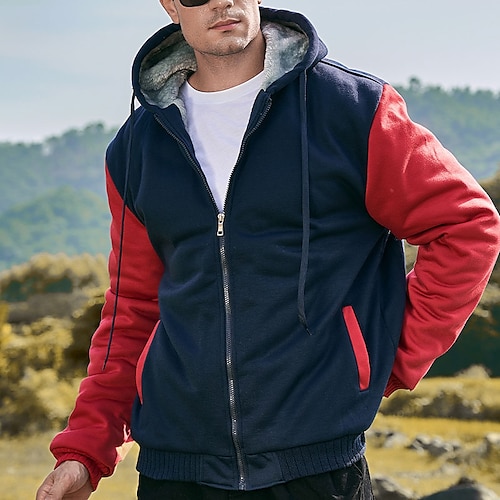 

Hombre Sudadera Sherpa difuso Sudadera con capucha y cremallera completa Negro Rojo NegroGris Rojo azul Azul Gris Con Capucha Bloque de color Deporte Diario Festivos Ropa de calle Fresco Casual