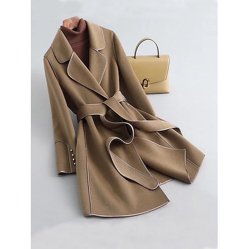 

Women's Trench Coat Office Work Daily Wear Fall Winter Regular Coat Regular Fit Thermal Warm Windproof Breathable Stylish Contemporary Modern Style Jacket Long Sleeve Solid Color with Pockets With