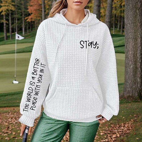 

Mujer Sudadera con capucha de golf Jersey de golf Mantiene abrigado Transpirable Secado rápido Manga Larga Ropa de golf ropa de golf Con Capucha Letra Invierno Otoño Tenis Golf pepinillo