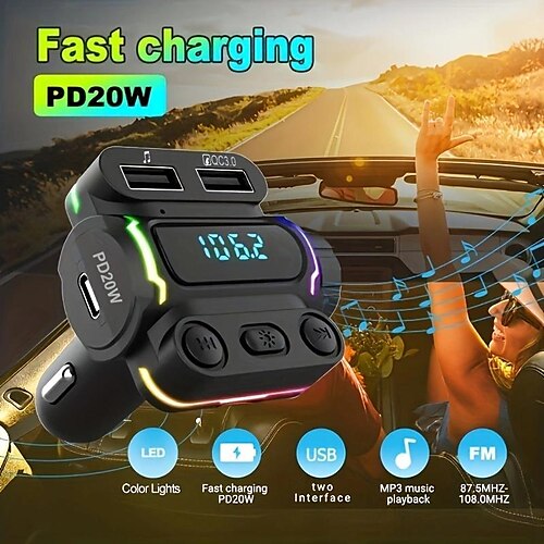 

Car MP3 Charger Lossless Sound Quality Bluetooth Receive Playback Mobile Phone Fast Charging Cigarette Lighter