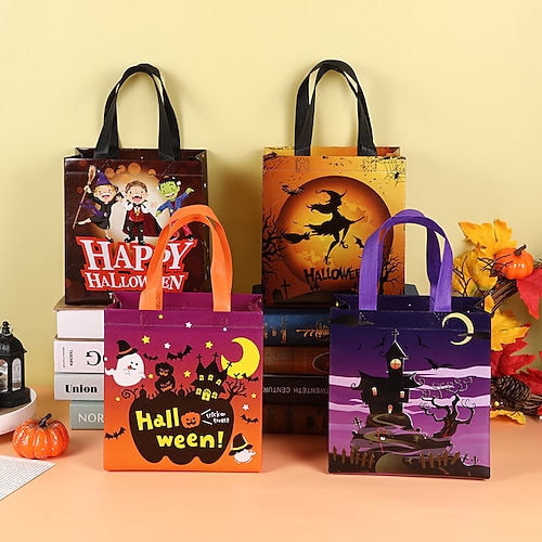 

4 pçs sacola não tecida de halloween embalagem de presente atacado livro de biscoitos doces chocolate compras suprimentos para festas infantis