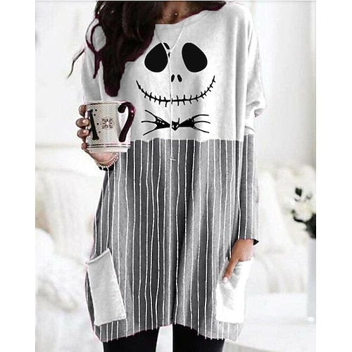 

The Nightmare Before Christmas Jack Skellington Ugly Christmas Sweater / Sweatshirt Hoodie Pullover Anime Graphic Street Style Hoodie For Women's Adults' 3D Print 100% Polyester Party Festival