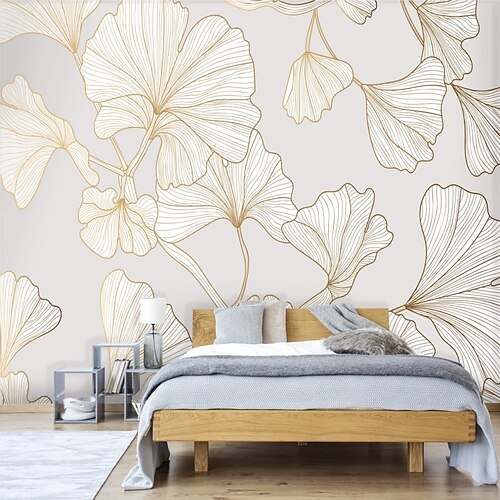 

Papel pintado botánico ginkgo revestimiento de paredes de mármol pegatina despegar y pegar material de pvc/vinilo extraíble autoadhesivo/adhesivo requerido decoración de pared para sala de estar