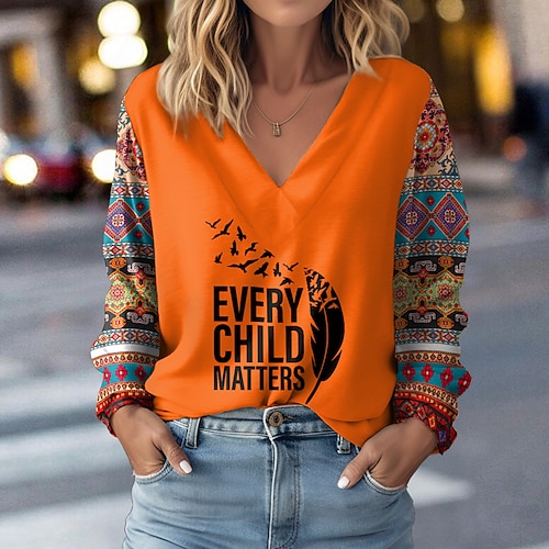 

Mujer Sudadera Pull-over Sudadera de Halloween Deportes Básico Rojo Naranja Graphic Víspera de Todos los Santos Escote en Pico Manga Larga Top Microelástico Otoño invierno