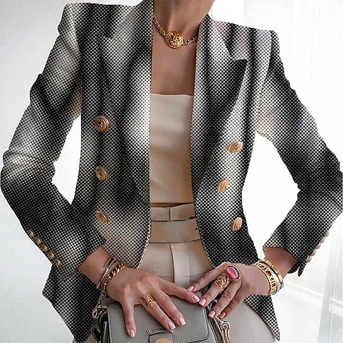 

Femme blazer Soirée / Fête Bouton Lettre Décontracté / Quotidien Style artistique Standard Vêtements d'extérieur manche longue Automne Gris noir S