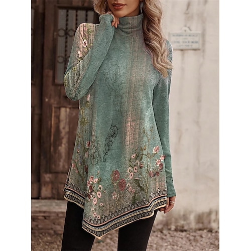 

Damen Pullover Strickwaren Gerippt Stricken Taste Blumen Rollkragen Stilvoll Brautkleider schlicht Täglich Ausgehen Herbst Winter Rosa Wein Blau S