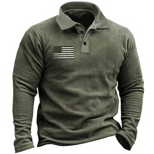 

Men's Polo Shirt Golf Shirt Graphic Prints National Flag Turndown Blue Green Dark Gray Gray Outdoor Street Long Sleeve Print Clothing Apparel Fashion Streetwear Designer Soft