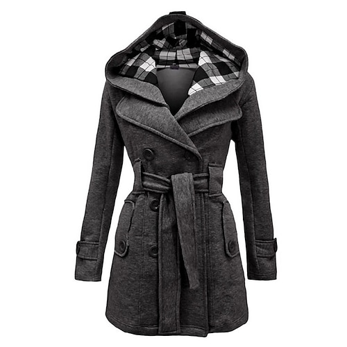 

Manteau Veste à capuche Femme Extérieur Plein Air du quotidien Sortie mode contemporain Décontractées Style de rue Imprimer Longue Manteau Noir Vin Rouge Automne Hiver Double Boutonnage Sweat