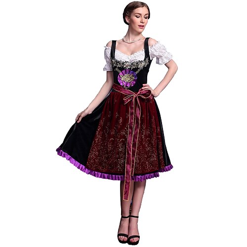 

Carnival Oktoberfest Beer International Beer Festival Costume Dirndl Trachtenkleider Oktoberfest / Beer Bavarian Maid Bavarian German Munich Wiesn Women's Traditional Style Cloth Dress Apron