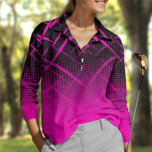 

Mujer Camisas de polo Camiseta de golf Transpirable Secado rápido Dispersor de humedad Manga Larga Ropa de golf ropa de golf Ajuste regular Impreso Primavera Otoño Tenis Golf pepinillo