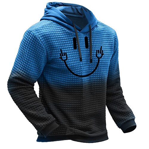 Color block smile hot sale face hoodie