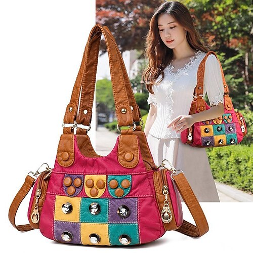 

Mujer Bolso de mano Bolso bandolera Bolsa de hombro Bolsa de vagabundo Cuero de PU Diario Festivos Cremallera Gran Capacidad Impermeable Transpirable Plaid Bloque de color Negro Marrón Rosa Rojo