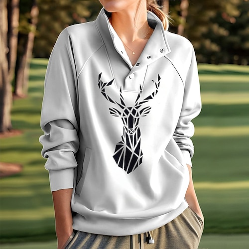 

Damen Golf-Hoodie Golfpullover Atmungsaktiv Schnelltrocknend Mit Taschen Langarm Golfbekleidung Golfkleidung Regular Fit Tier Frühling Herbst Tennis Golfspiel Pickleball