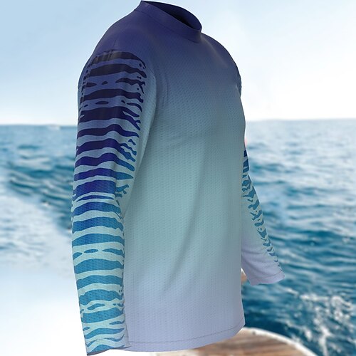 

Herren Angelhemd Draussen Langarm UV Schutz Atmungsaktiv Schnelltrocknend Leichtgewichtig Schweißableitend Shirt Frühling Herbst Outdoor Angeln Campen und Wandern Blau Dunkelblau Hellblau