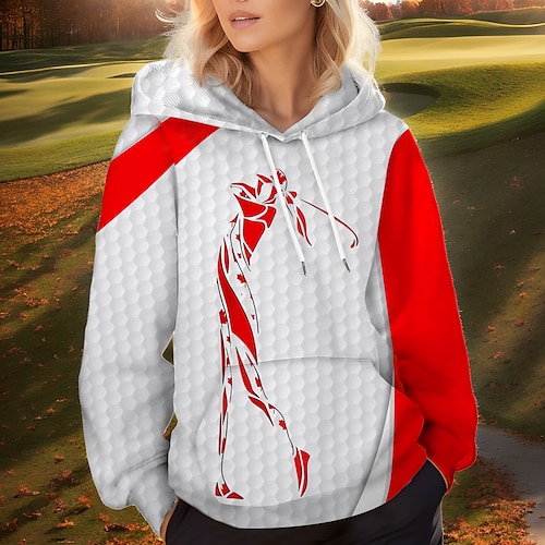 

Femme Sweat à capuche de golf Pull de golf Respirable Séchage rapide Avec poches manche longue Vêtements de golf Vêtements d'extérieur de golf Standard Imprimé Printemps Automne Tennis Le golf