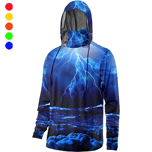 

Men's Fishing Shirt Hooded Outdoor Long Sleeve UV Protection Breathable Quick Dry Lightweight Sweat wicking Top Spring Autumn Outdoor Fishing Camping Hiking Violet Yellow Red