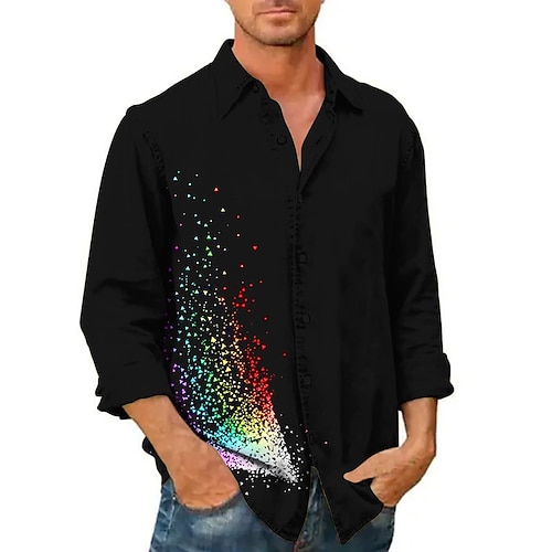 

Homens Camisa Social Gradiente Estampas Abstratas Aberto para a Lateral Vermelho Azul Ao ar livre Rua Manga Longa Imprimir Roupa Moda Roupa de rua Designer Casual