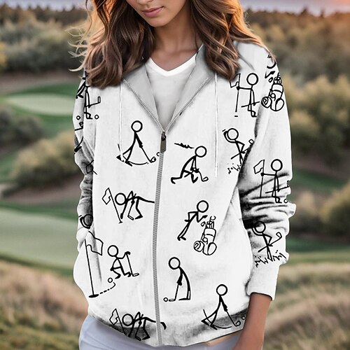 

Femme Sweat à capuche de golf Pull de golf Respirable Séchage rapide Avec poches manche longue Vêtements de golf Vêtements d'extérieur de golf Standard Zippé Imprimé Printemps Automne Tennis Le golf