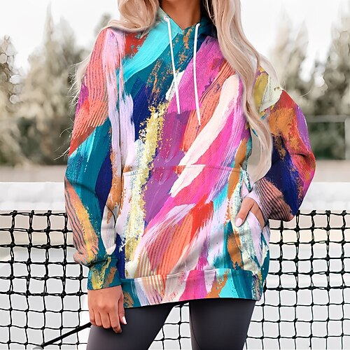

Damen Golfkleidung Golf-Hoodie Golfpullover Atmungsaktiv Schnelltrocknend Mit Taschen Langarm Golfbekleidung Golfkleidung Regular Fit Batik Frühling Herbst Tennis Golfspiel Pickleball
