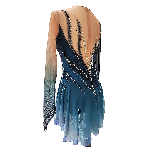 Figure Skating Dress Women's Girls' Ice Skating Dress Dark Blue Thumbhole  Halo Dyeing High Elasticity Professional Competition Skating Wear Thermal  Warm Crystal / Rhinestone Long Sleeve Ice Skating 2026 - CHF143