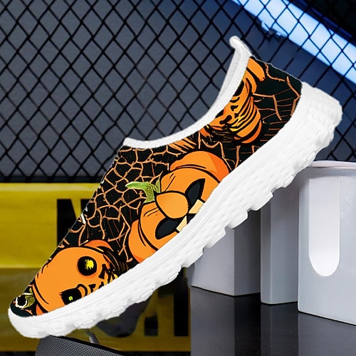 

Hombre Mujer Zapatillas de deporte Halloween Deportivo Exterior Diario Calzado de fitness y entrenamiento cruzado Zapatos de Paseo Tejido Templado Altura Incrementando Cómodo Negro naranja Blanco