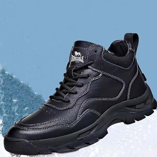 

Men's Boots Sporty Look Comfort Shoes Hiking Boots Sporty Casual Outdoor Daily Hiking Shoes Faux Leather Breathable Comfortable Slip Resistant Black Grey Spring Fall