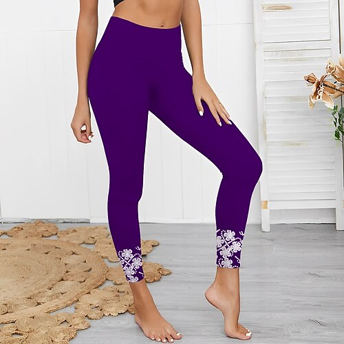 Women's Yoga Pants Yoga Leggings Tummy Control Butt Lift Quick Dry Yoga  Fitness Gym Workout Cropped Leggings Star Violet White Yellow Sports  Activewear High Elasticity Skinny 2024 - $17.99