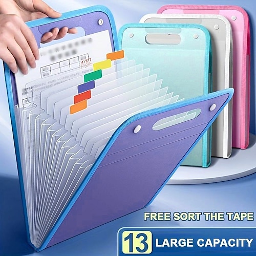 

13-Tier Vertical File Bag Back to School Portable, Durable, and Large Capacity A4 Document Storage Organizer