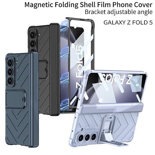 

Handy Hülle Handyhüllen Für Samsung Galaxy Z Fold 5 Rückseite mit Halterung Magnetisch Ganzkörperschutz PC