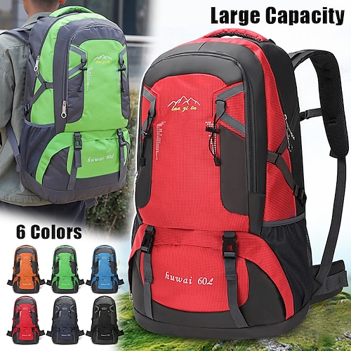 

Men's Backpack School Bag Bookbag Functional Backpack School Camping Hiking Color Block Nylon Large Capacity Waterproof Durable Zipper Black Red Blue