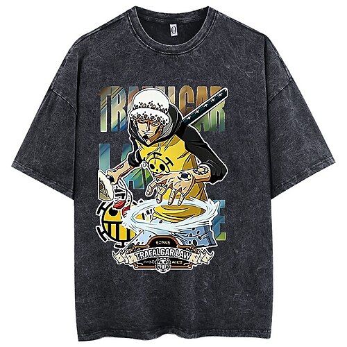 

uma peça trafalgar d. camiseta de água superdimensionada com ácido lavado camiseta punk gótica retrô vinatge estilo de rua hip hop unissex adultos crianças